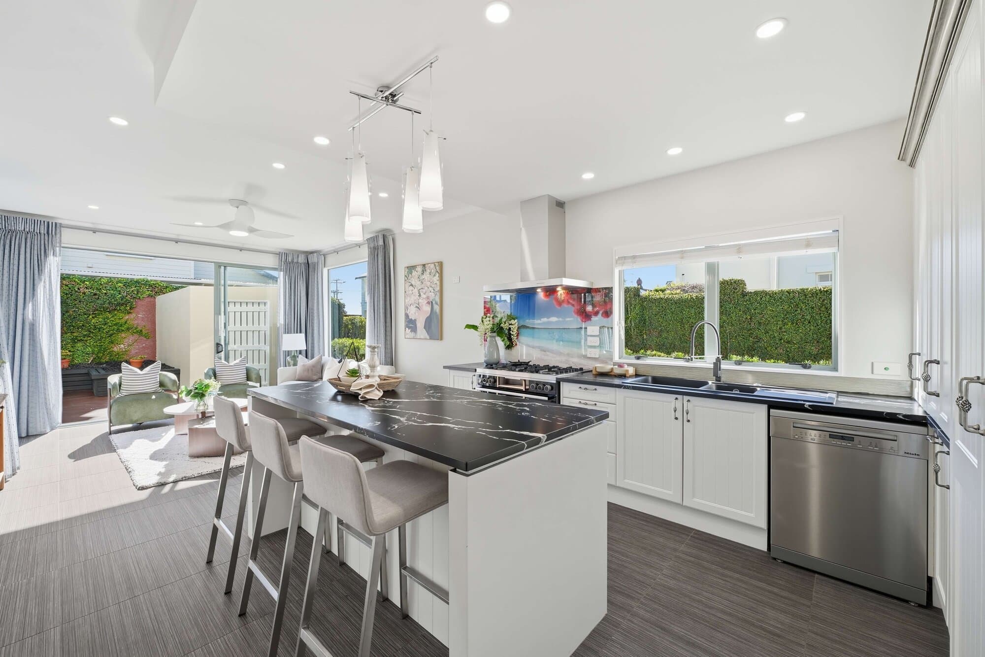 Kitchen and dining space, wide angle