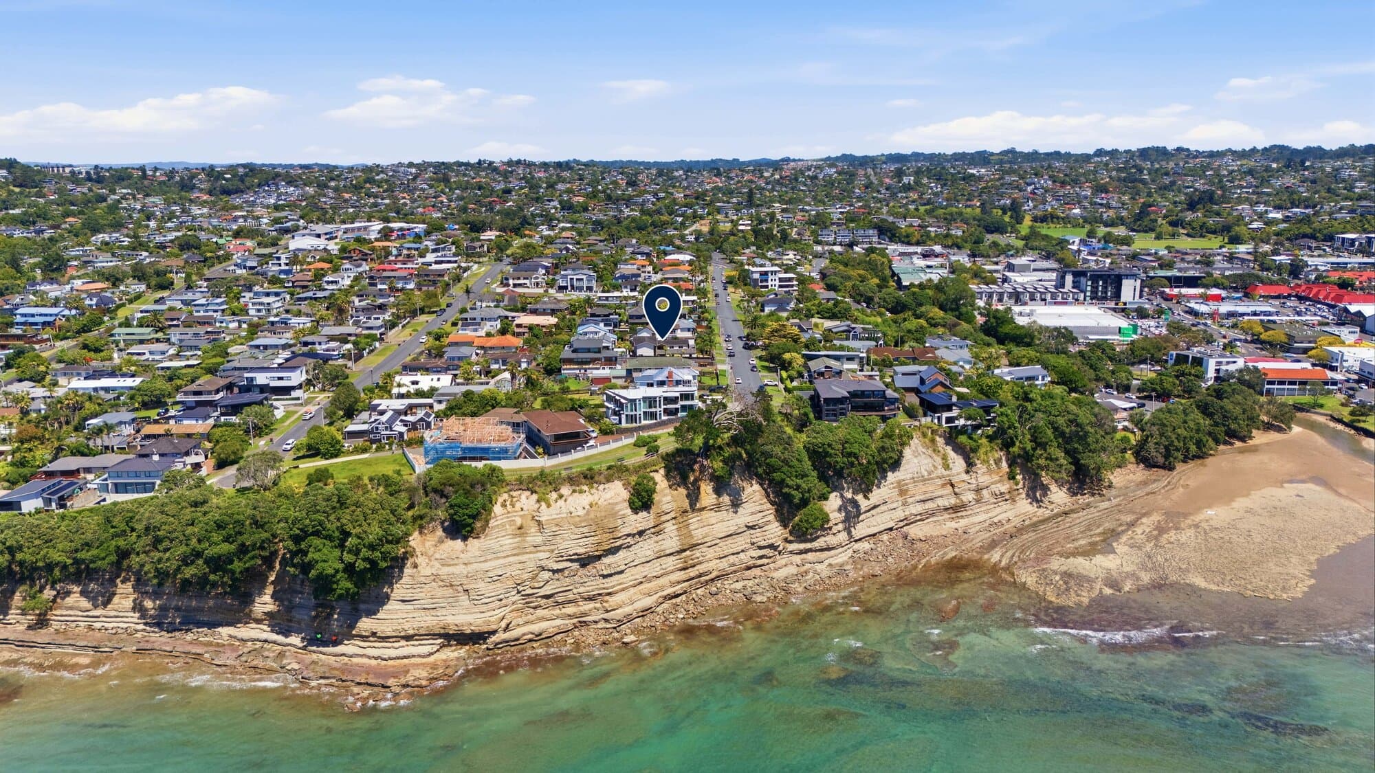 Aerial view of the coastal cliffs surrounding the property