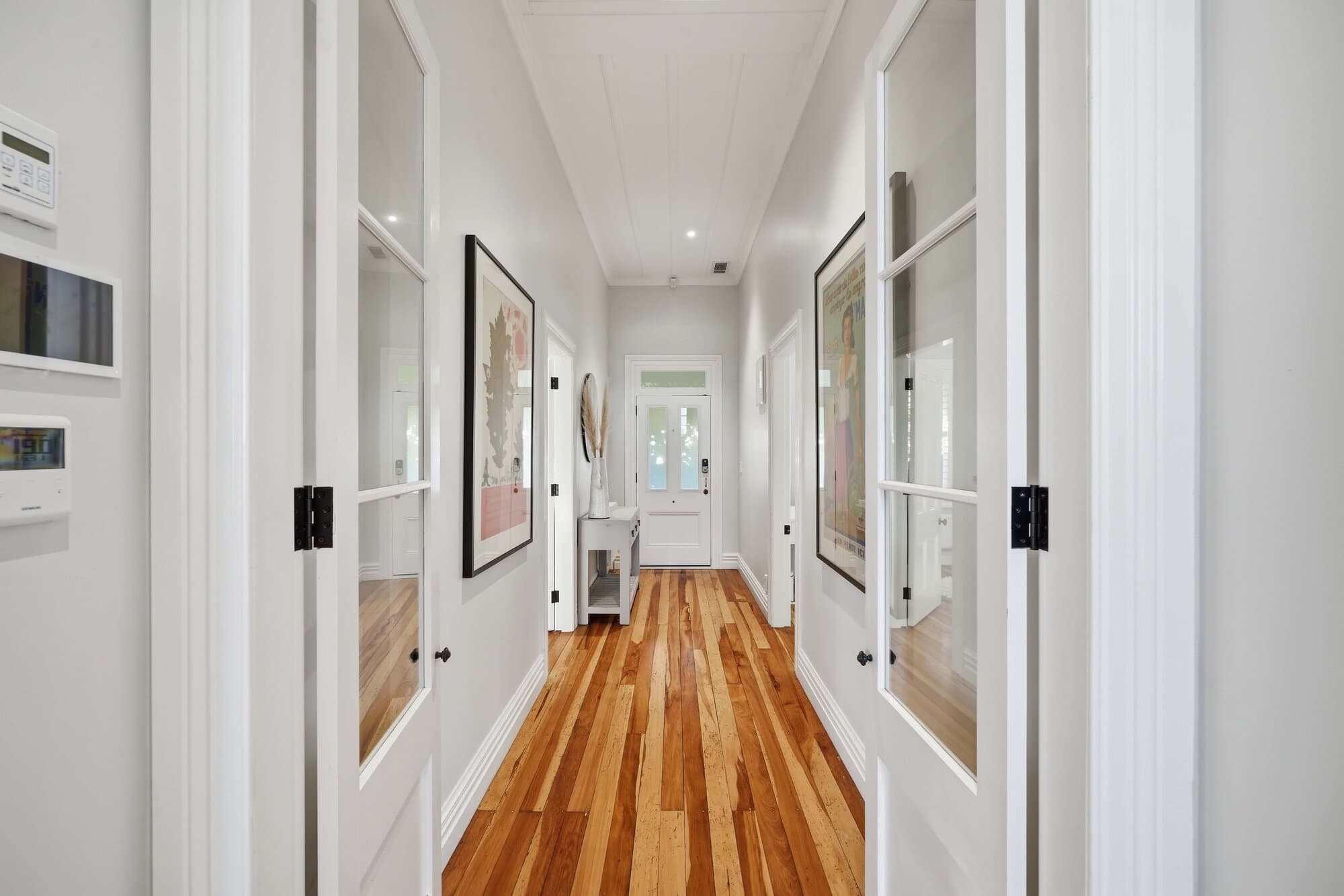 Hallway with French doors